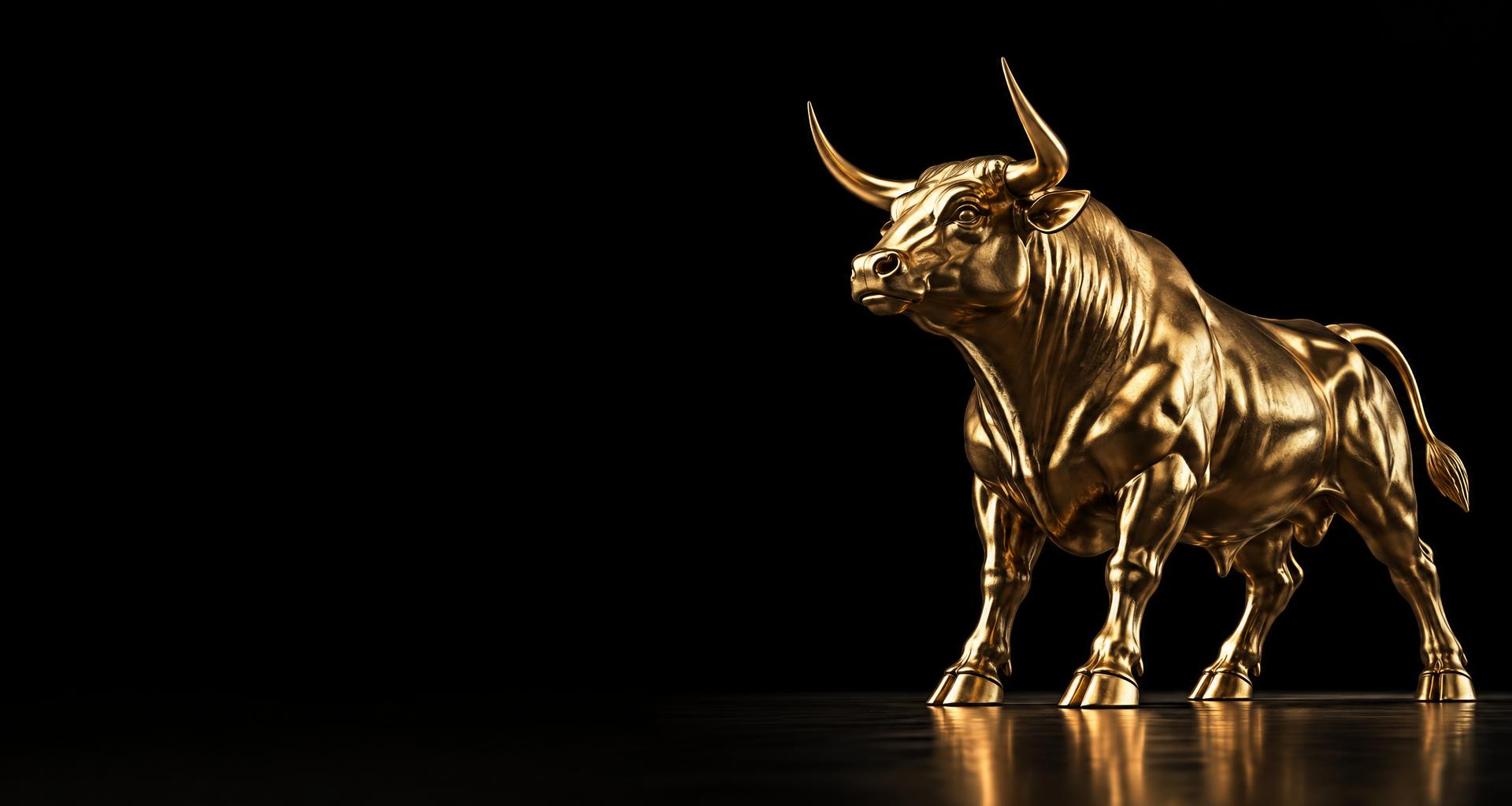 Escultura de um touro dourado